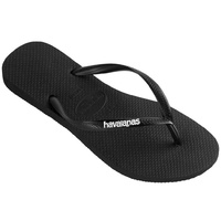 HAVAIANAS SLIM Logo Pop -  Up BLACK / White / Black Thongs Sandals WOMENS Flip Flops