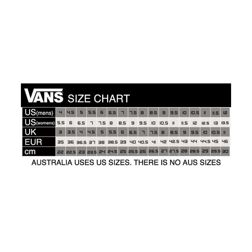 vans slip on sizing