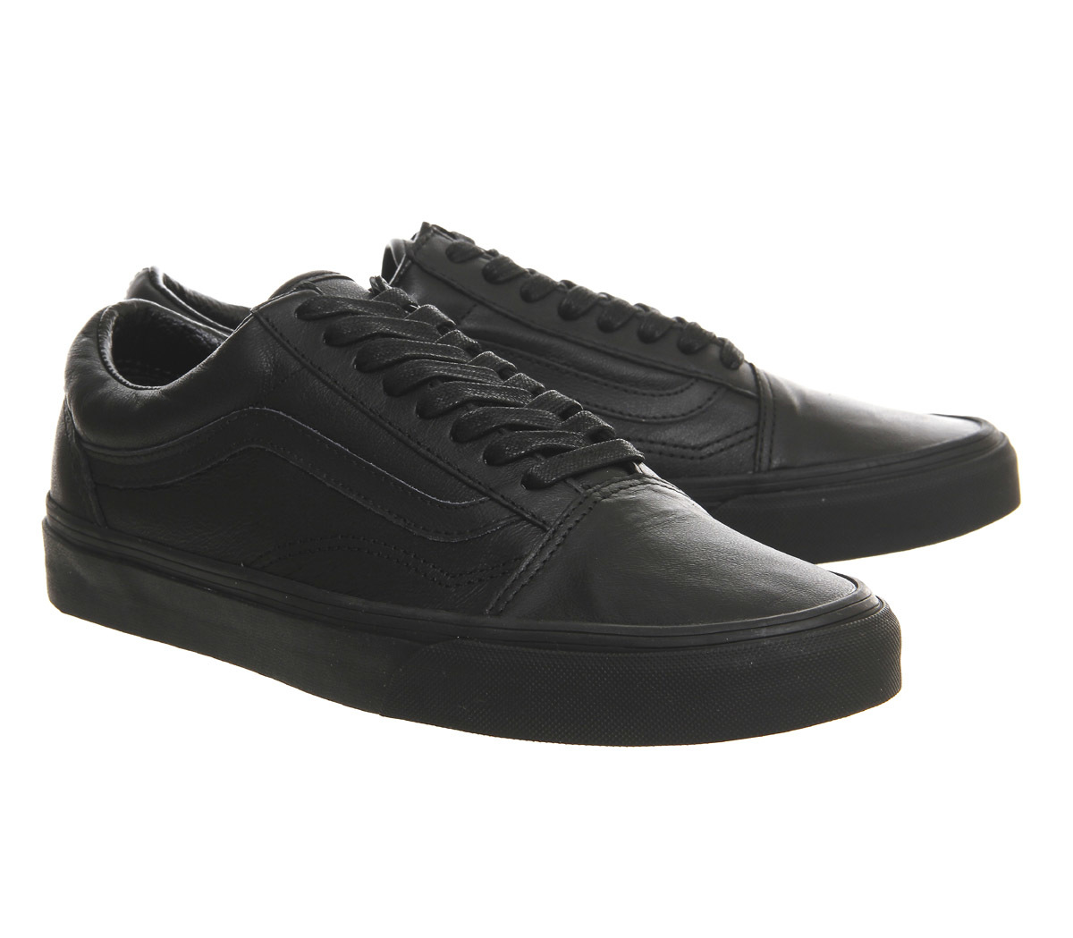 vans black leather school shoes