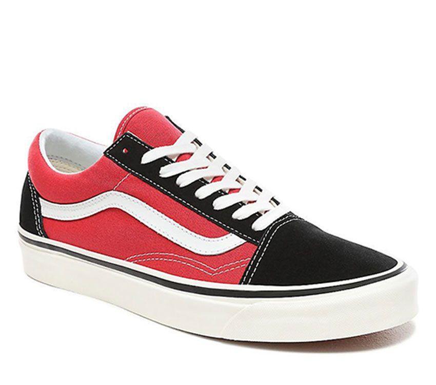 black and red vans old skool