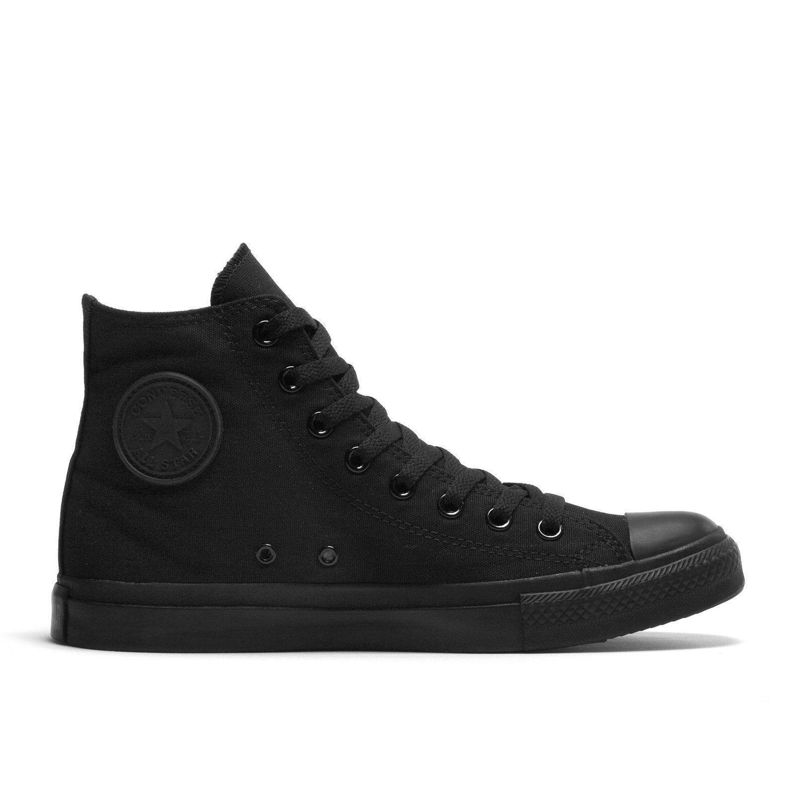 Converse Chuck Taylor All Star Black Mono Canvas Hi Top Shoes Ctas Free