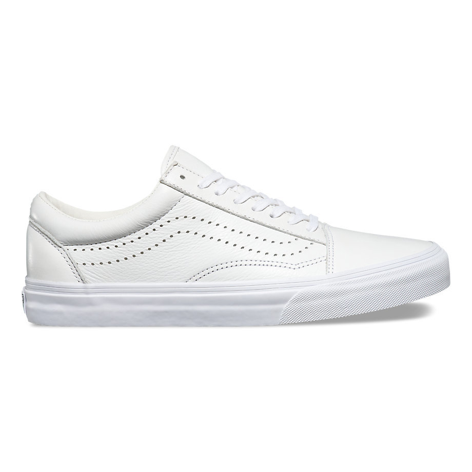 white leather old skool vans womens