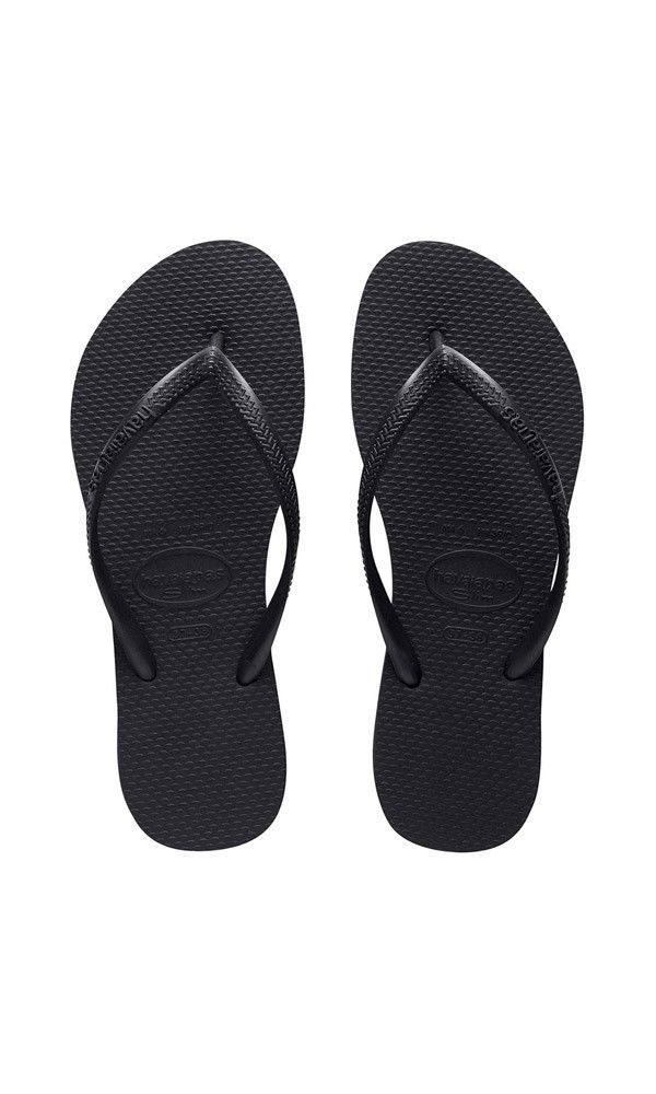 HAVAIANAS SLIM Logo Pop - Up BLACK / White / Black Thongs