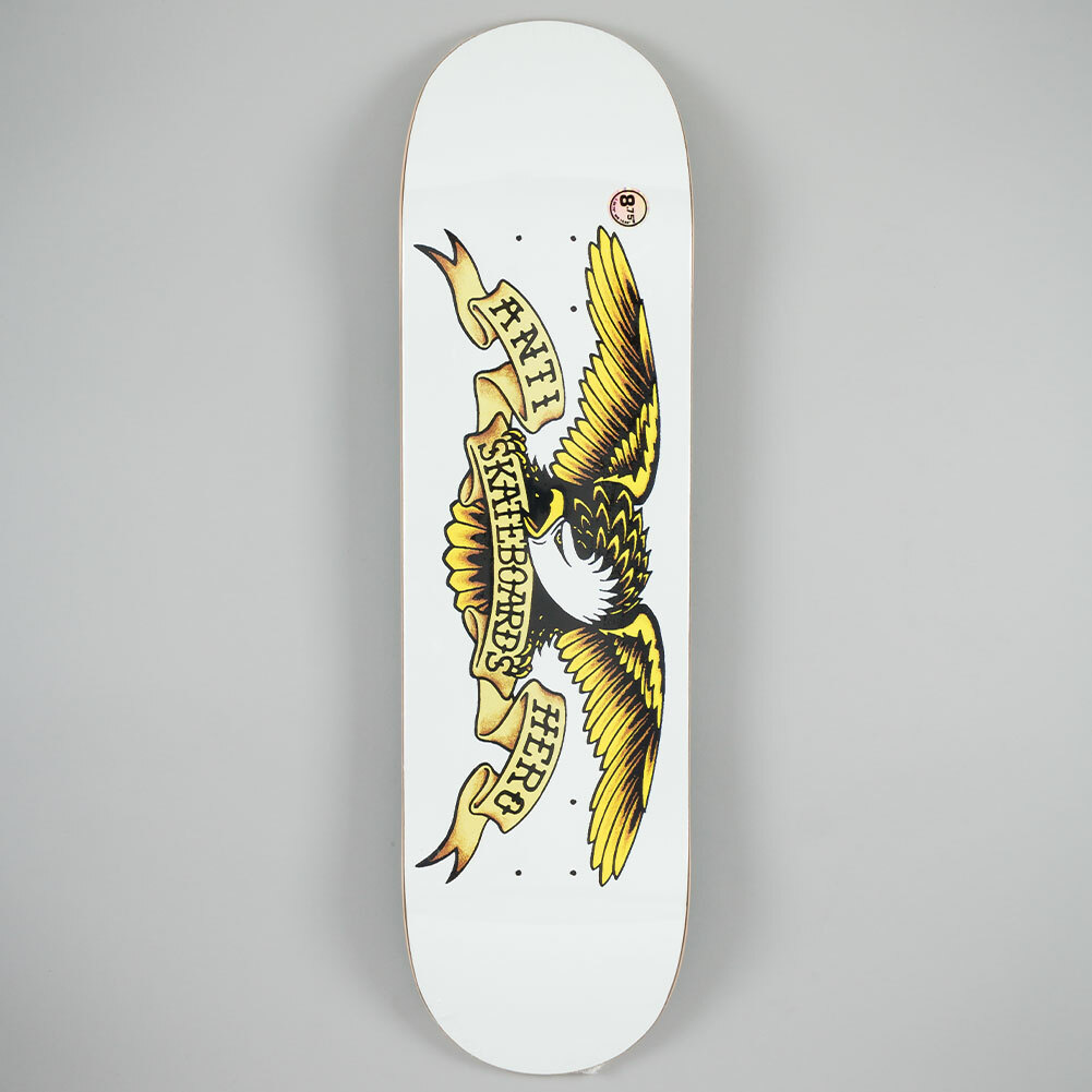 Anti Hero Skateboard Deck Classic Eagle White 8.75" With Pro Grip 