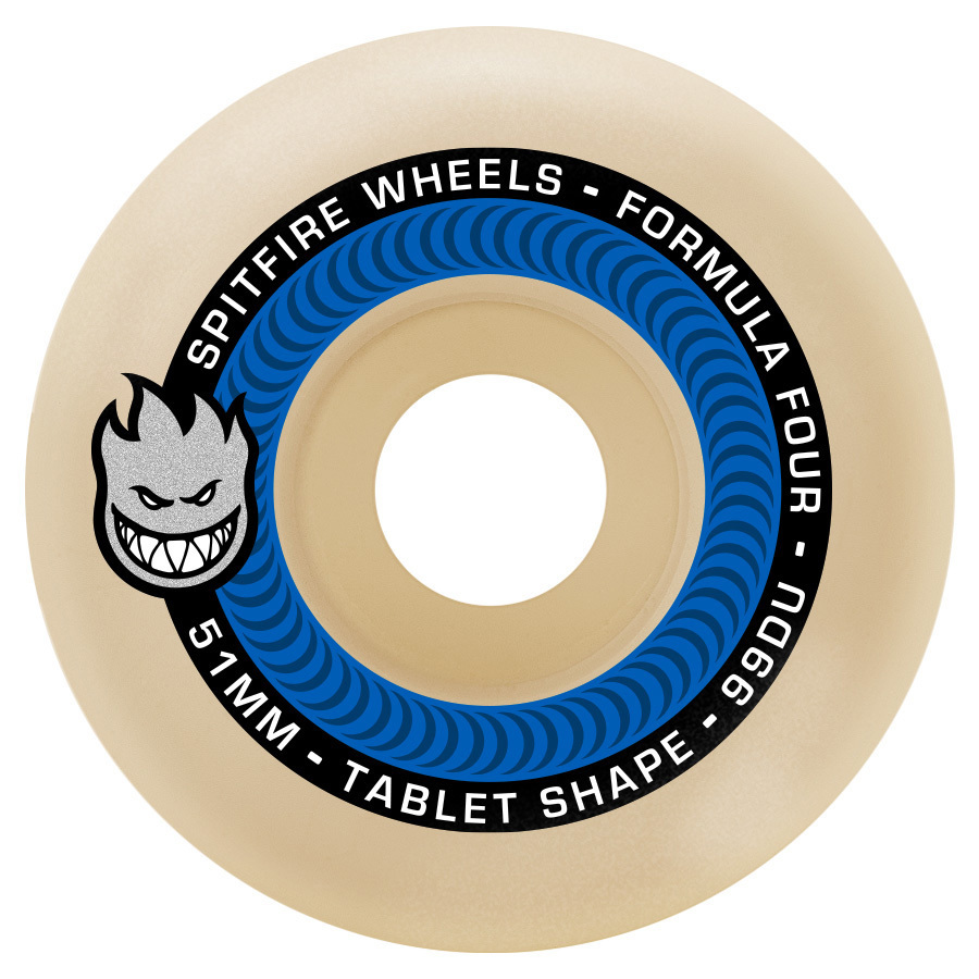 SPITFIRE FORMULA FOUR TABLETS BLUE SKATEBOARD WHEELS 52MM WHEEL 99D