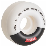 GLOBE  SKATEBOARD WHEEL G1 STREET 52MM 99A WHITE BLACK BAR