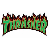 THRASHER SKATEBOARD MAGAZINE FLAME STICKER GREEN 10' X 5.5'' INCH NEW