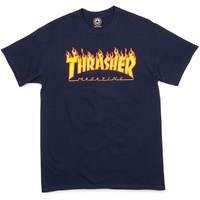 Thrasher Flame T-Shirt Tee New Navy Skate Shop Aust Seller Thrasher Mag 110103S