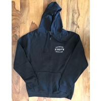 KINGPIN SKATE SUPPLY HOOD JUMPER ZIP FRONT BLACK ORIGINAL PRINT PULLOVER