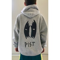 PIST COMPANY Long Sleeve Hoodie Jumper Logo Back Print Large GREY MARLE