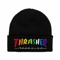 THRASHER MAGAZINE Rainbow Mag Beanie Hat BLACK OSFM