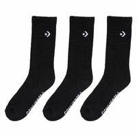 CONVERSE CONS SOCKS 3 PACK BLACK SIZE US 6-10 NEW