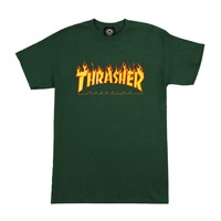 Thrasher Flame T-Shirt Tee New Forest Green Skate Shop Aust Seller Thrasher Mag 144781M