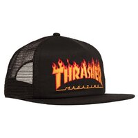 THRASHER MAGAZINE cap TRUCKER Flame Snapback Cap Hat - Black - OSFM