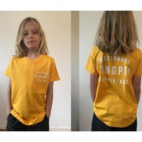 KINGPIN SKATE SUPPLY Youth S/S TEE SHIRT YELLOW WHITE ORIGINAL PRINT