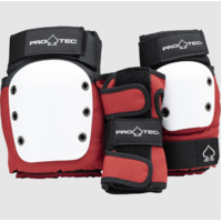 PROTEC STREET PADS JUNIOR PRO 3 PACK RED WHITE BLACK ELBOW KNEE WRIST PRO-TEC LIGHT BLUE