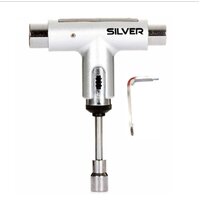 SILVER PREMIUM SKATEBOARD TOOL METALLIC SILVER RATCHET SKATE T TOOL