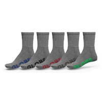 Globe - Junior Stealth Crew Sock Grey Socks 5 Pack Kids Size 8 - 12