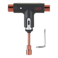 SILVER PREMIUM SKATEBOARD TOOL RED / BLACK RATCHET SKATE T TOOL