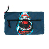 SANTA CRUZ speed wheels shark dual zip Pencil Case NAVY