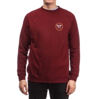 BRIXTON WHEELER CREW NECK FLEECE MAROON size XL NEW FREE POSTAGE AUST SELLER