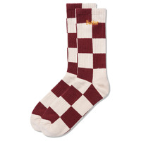 Butter Goods - Checkered Socks Cream / Burgundy Sock Pair Socks Buttergoods