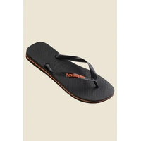 HAVAIANAS black orange H LOGO FILETE FC Thongs Sandals Male Flip Flops