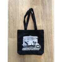 Packed Lunch - Lunch Box Tote Bag Black / White Print Side Bag PL2