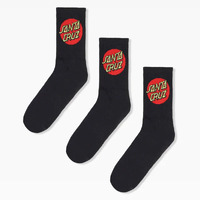 Santa Cruz - Classic Dot 3 Pack Crew Socks Black Three Pairs US Mens 7 - 11