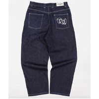 Next Door 3 face Denim jeans dark blue Stitching Baggy Jeans Skate Kingpin store
