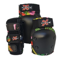 EXITE PADS ADULT SKATEBOARD ELBOW KNEE 2 PACK CREATURES SET SKATEBOARD JUNGLE SKULL MULGA