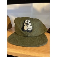 Crown 6 panel cap strap back OLIVE Hugo - Logo Skate Supply Adjustable