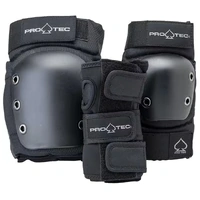 PROTEC STREET PADS PRO ADULT 3 PACK BLACK ELBOW KNEE WRIST PRO-TEC