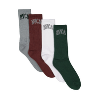 RVCA Socks 4 Pack Seasonal Multi Crew Size 7-11 Skateboard Sox