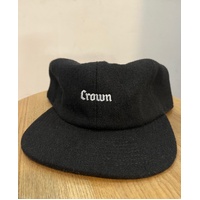 Crown 6 panel cap strap back Black / White Logo Skate Supply Adjustable