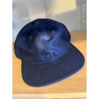 Crown 6 panel cap strap back navy embroidered Logo Adjustable