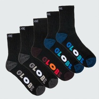 Globe Socks 5 Pack Multi Stripe Crew Black SIZE 2-8 Boys Youth Skateboard Sox