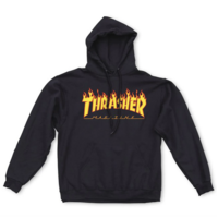 THRASHER SKATEBOARD MAGAZINE HOOD BLACK FLAME PRINT AUSTSELLER HOODY SWEATER NEW