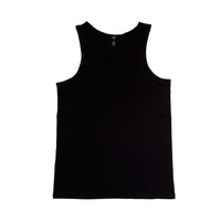 AS COLOUR SINGLET LOWDOWN TANK TOP PLAIN BLACK NEW MENS AUST SELLER KINGPIN