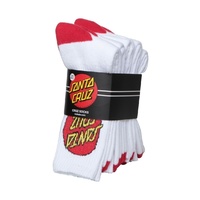 SANTA CRUZ Socks 4 Pack White Crew Size MENS 7 - 11 New Mens Skateboard SALE