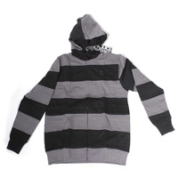 JUICE CLOTHING STRIPED HOODED FLEECE BLACK /  GREY PULLOVER AUST SELLER HOODY