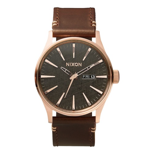 NIXON Sentry LEATHER Rose Gold / Gun Metal Brown WATCH AUST SELLER WATCHES