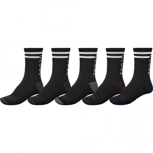 GLOBE CARTER CREW SOCKS 5 PACK BLACK SKATEBOARD SURF MENS SIZE 7 - 11