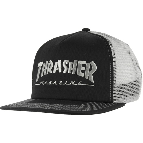 Thrasher Logo mesh cap Trucker Black / GREY Mesh Hat New Cap Skate Aust Seller THRASHER MAG