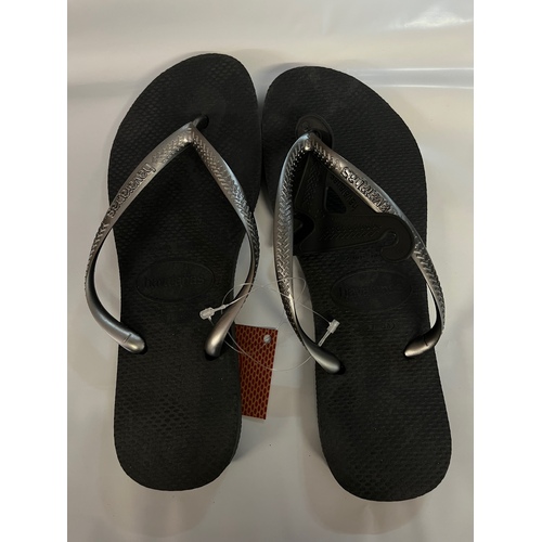 HAVAIANAS SLIM GREY / GRAPHITE Thongs Sandals WOMENS FREE POST Flip Flops