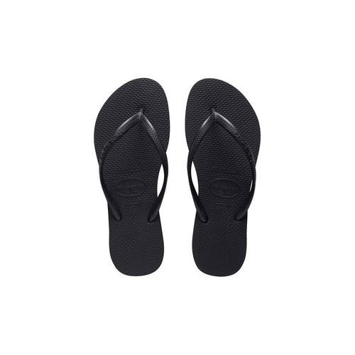 HAVAIANAS SLIM Logo Pop - Up BLACK / White / Black Thongs Sandals WOMENS  Flip Flops - Havaianas