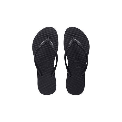 HAVAIANAS SLIM Logo Pop -  Up BLACK / White / Black Thongs Sandals WOMENS Flip Flops [Size: 35/36 = US 6 WOMENS]