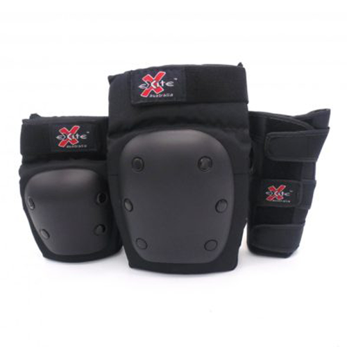 EXITE PADS ELBOW KNEE WRIST 3 PACK CRITTERS SET SKATEBOARD BLACK AUS SELLER [Size: YOUTH SMALL]