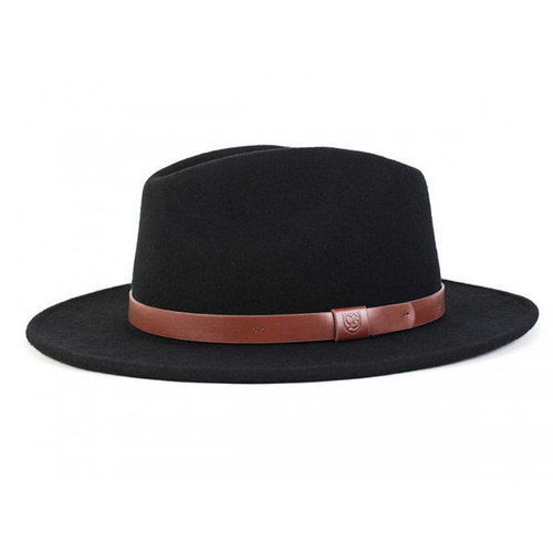 BRIXTON MESSER FEDORA BLACK HAT CAP NEW FREE POSTAGE AUSTRALIAN SELLER [SIZE: SMALL - 56CM - 7] [style: black]