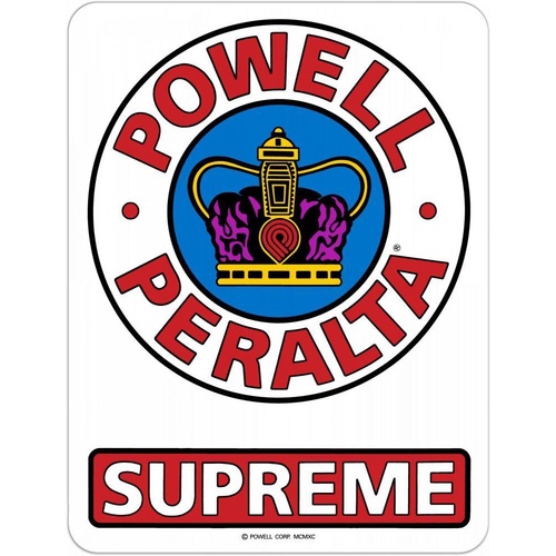 POWELL PERALTA SUPREME SKATEBOARD STICKER 12 CM X 15CM